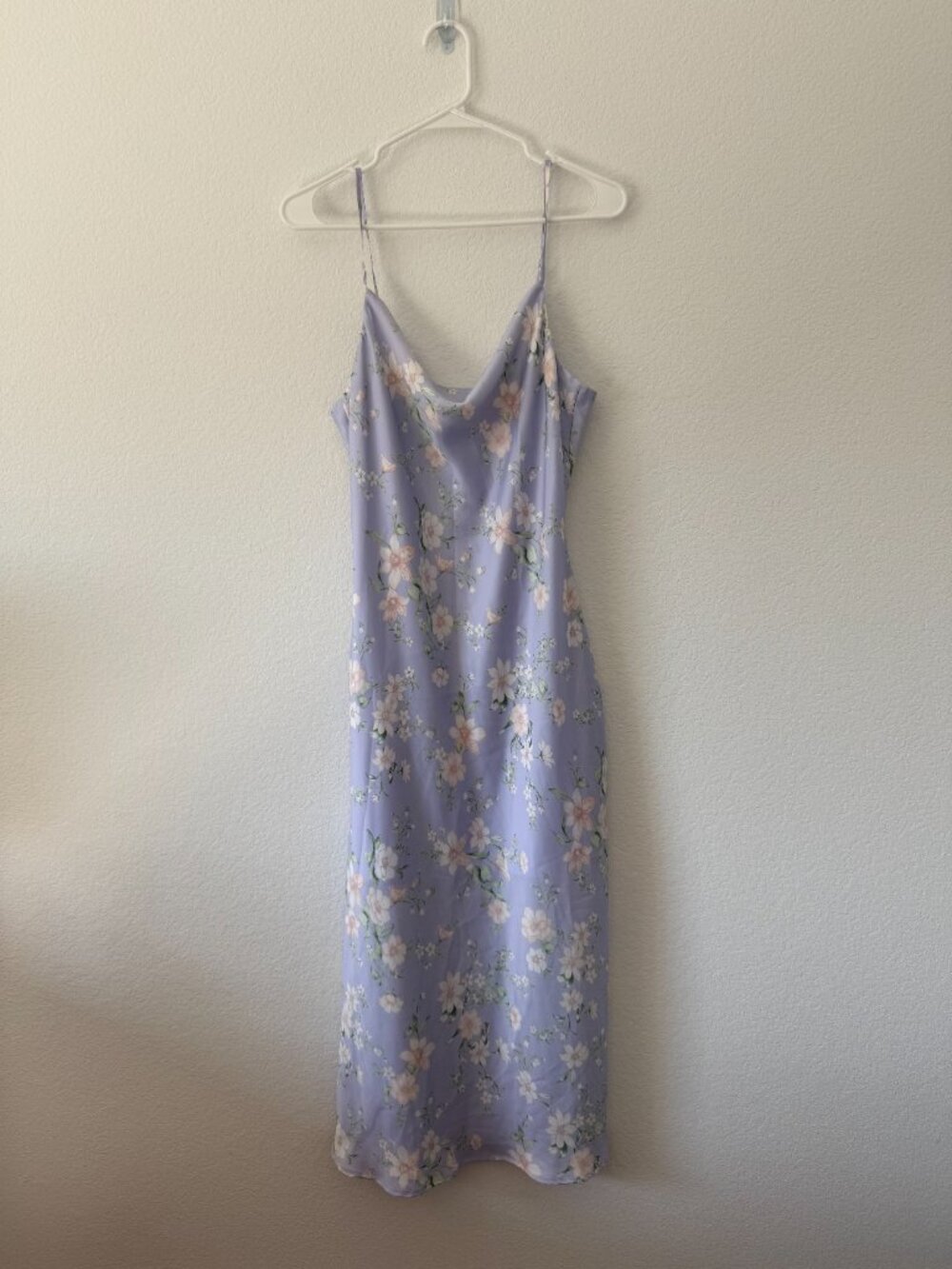 Altar'd State Blythe Floral Satin Slip Dress Lavender Purple Medium Garden Party - Picture 4 of 10